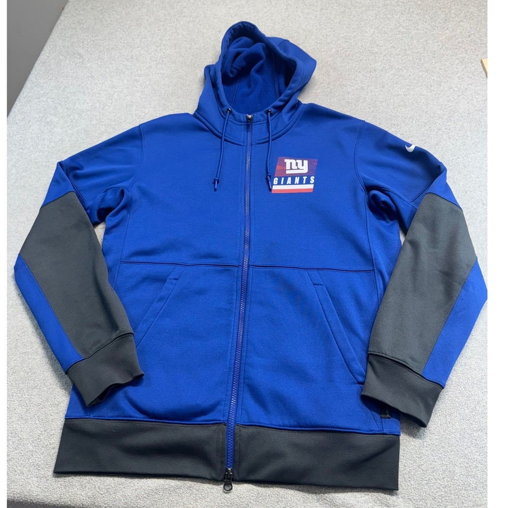 Nike New York Giants Hoodie Mens M Dri-FIT NFL On Field Full Zip Blue Gray Cozy